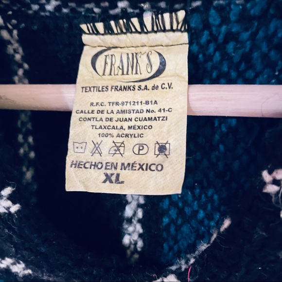 Vintage Frank’s Textile Mexican Baja Hoodie XL 100% Acrylic - Picture 5 of 12